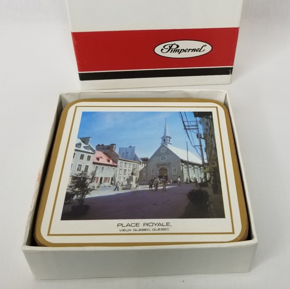 Pimpernel Quebec City Collection Cork Backed Coasters Deluxe Finish 4"x4" 6ct - Picture 1 of 15